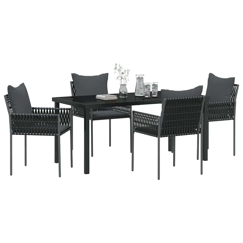 5-Piece Black Grey Dining Set for Outdoor Spaces