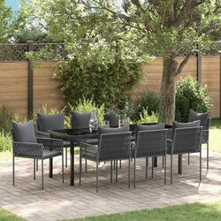 Durable 9-Piece Black Grey Outdoor Dining Set