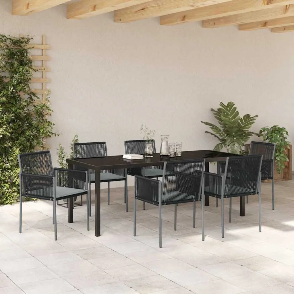7-Piece Black Outdoor Dining Set