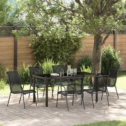 Value-Oriented 7-Piece Garden Dining Set with Mesh Seating