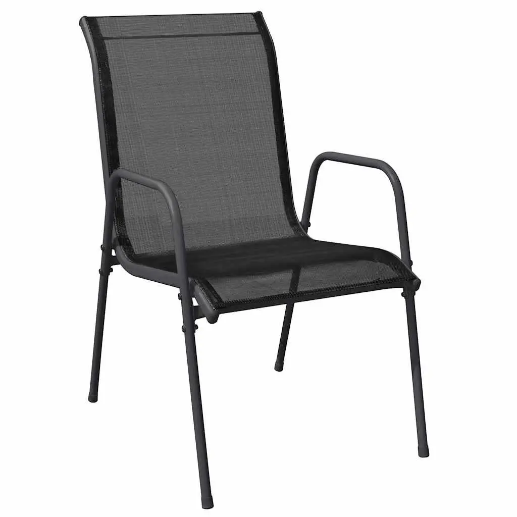 Garden Dining Set 7 Piece Outdoor Furniture Black Steel Frame Mesh Seats