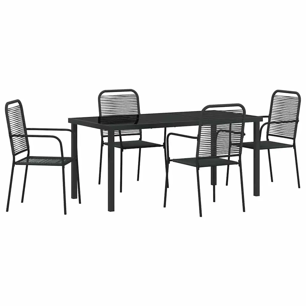 Garden Dining Set 5 Piece Rectangular Outdoor Furniture Black Steel