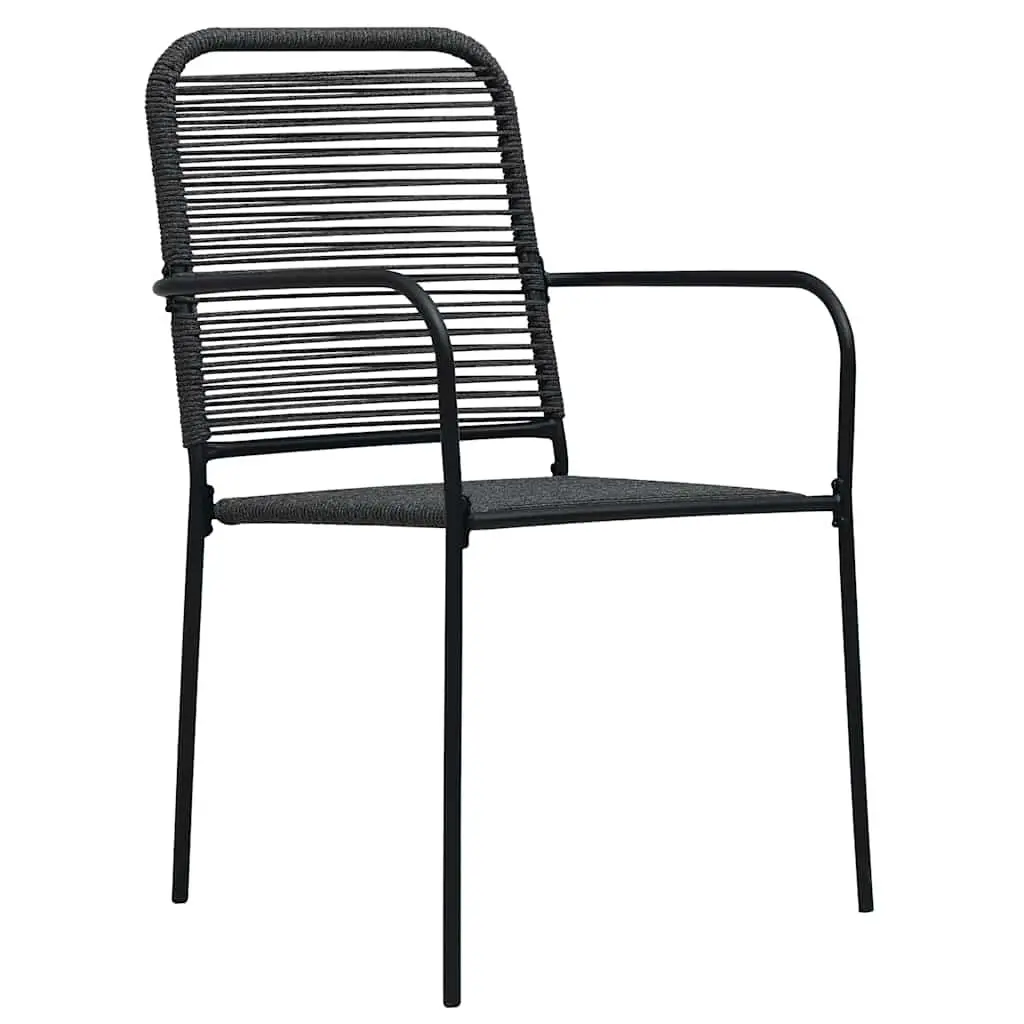 Garden Dining Set 7 Pieces Rectangular Outdoor Patio Furniture Black Steel