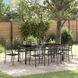 Reliable and Stylish 9-Piece Black Steel Dining Set