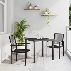 Practical Black Steel Garden Dining Set for Outdoor Use