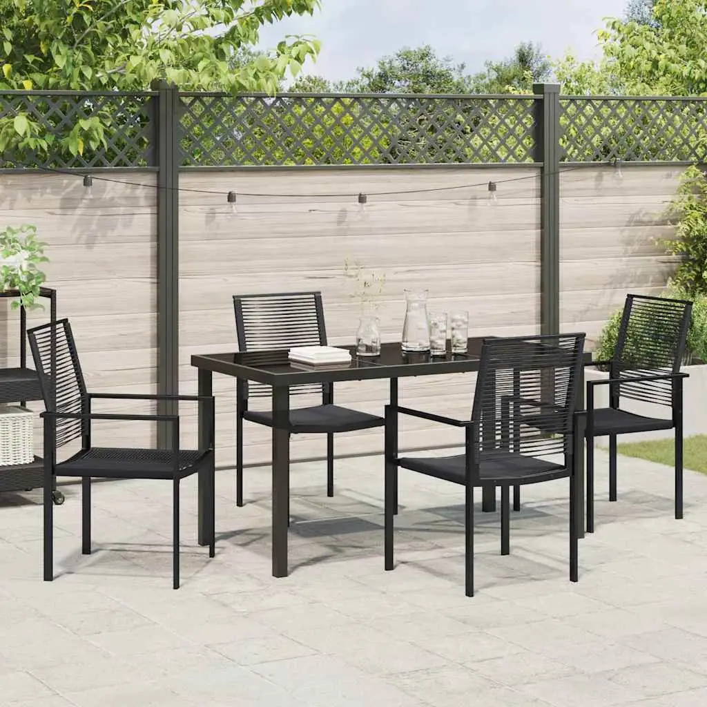 Garden Dining Set Outdoor Furniture 5 Piece Black Steel Patio Table Chairs