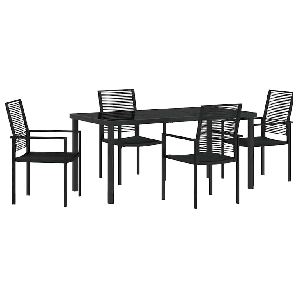 Garden Dining Set 5 Pieces Black Steel Frame Outdoor Patio Furniture Modern