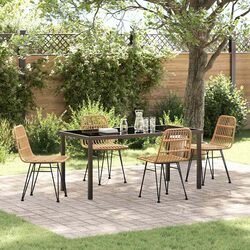 5-Piece Brown Garden Dining Set with Modern Design