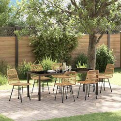 Practical 7-Piece Brown Dining Set for Outdoor Use