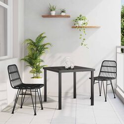 Reliable 3-Piece Garden Dining Set in Black Steel