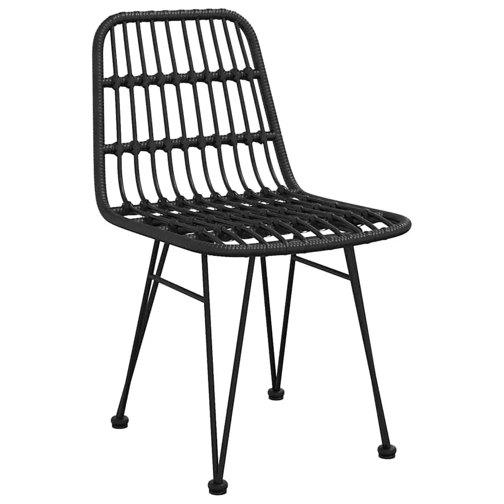 Outdoor Garden Dining Set 5 Piece Rectangular Black Steel Frame Patio Furniture