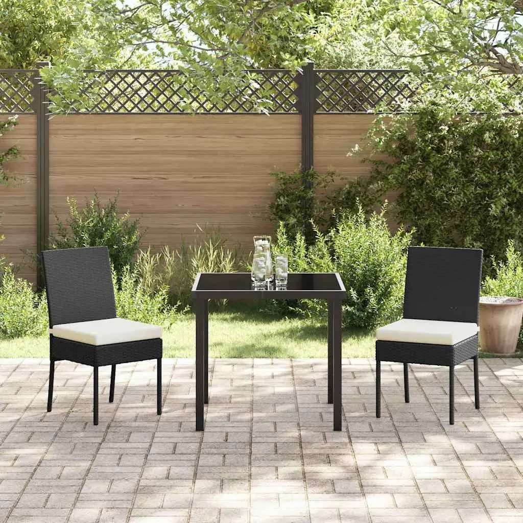 Rattan Seating Furniture Outdoor Dining Set 3 Pieces Black Steel Frame Garden Patio