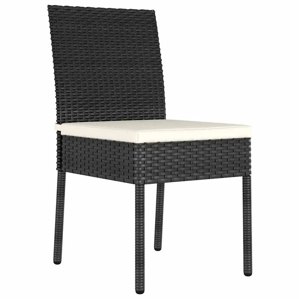 Rattan Seating Furniture Outdoor Dining Set 3 Pieces Black Steel Frame Garden Patio