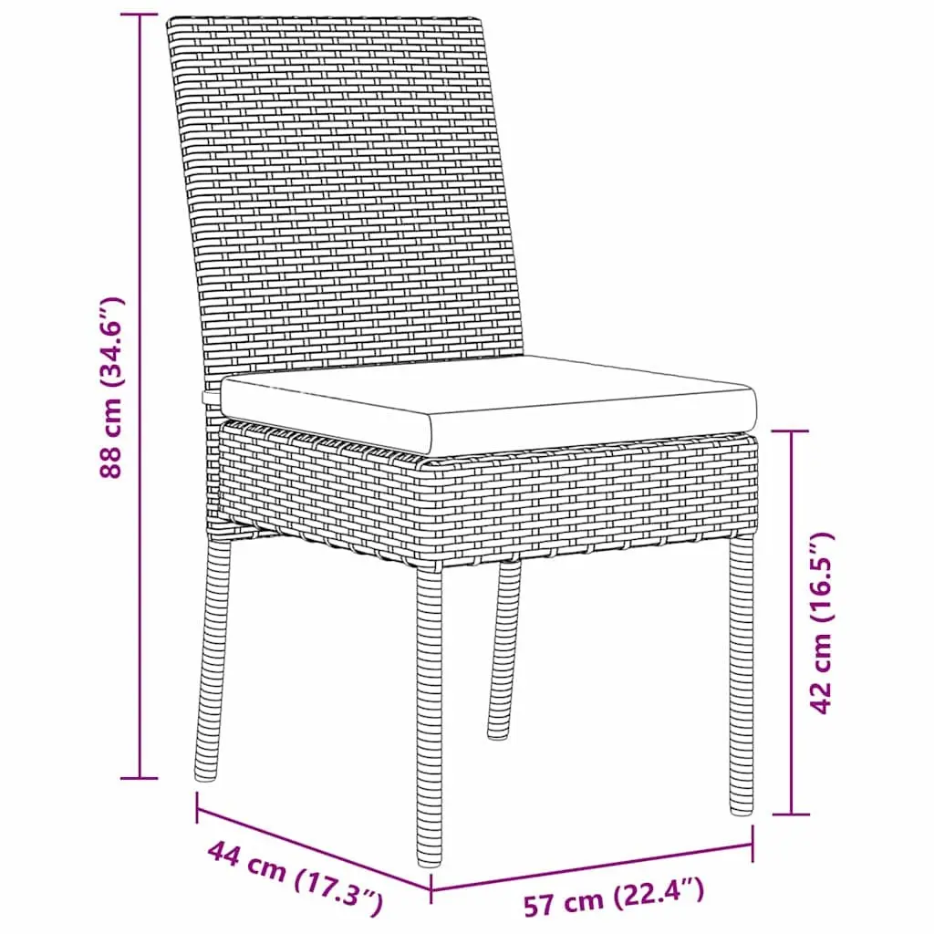 Rattan Seating Furniture Outdoor Dining Set 3 Pieces Black Steel Frame Garden Patio