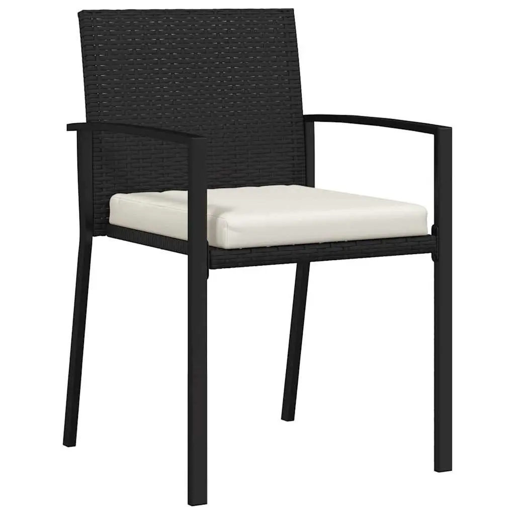 Outdoor Dining Set Black Steel 5 Piece with Cushions for Garden and Terrace