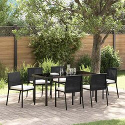Comfortable 7-Piece Black Steel Dining Set for Outdoor Use