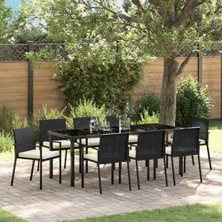 Comfortable 9-Piece Black Dining Set for Outdoor Use