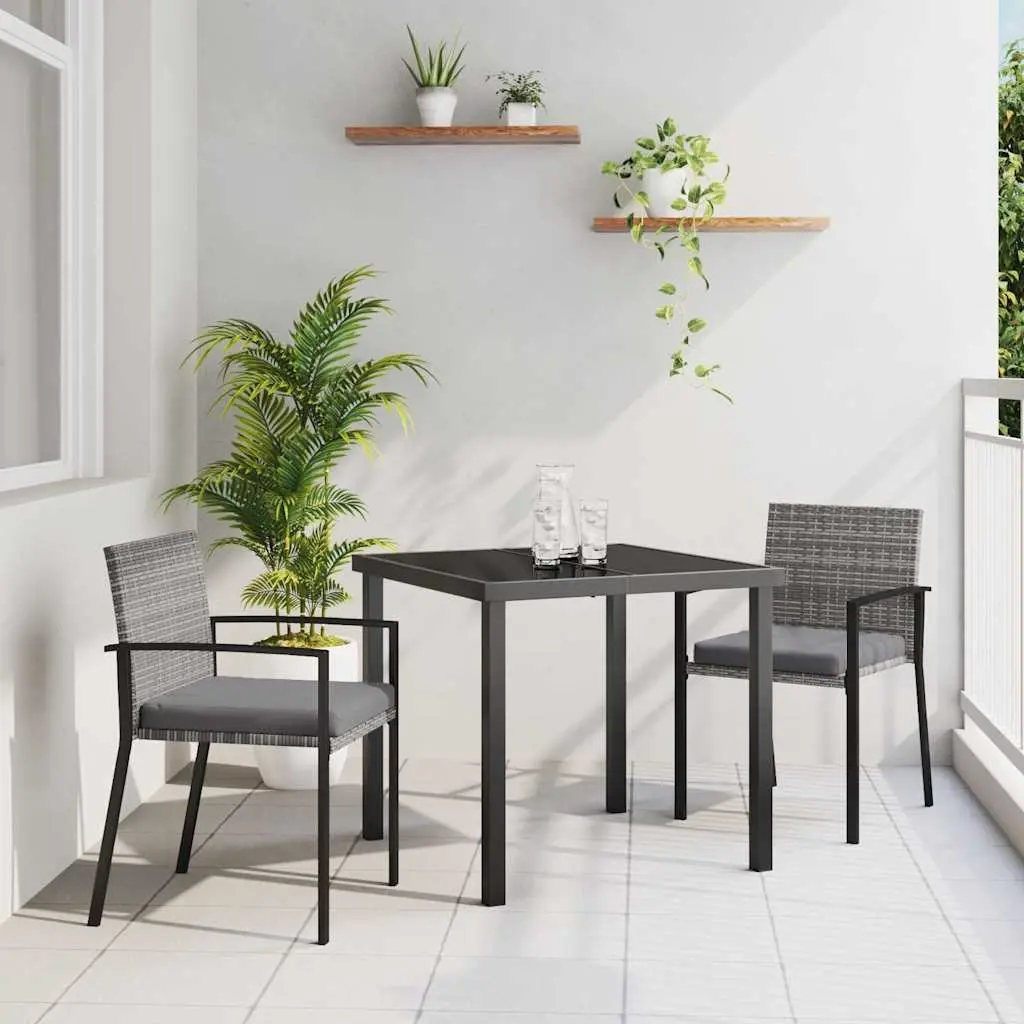 Outdoor Dining Set 3 Piece Garden Furniture Modern Patio Table and Chair Grey