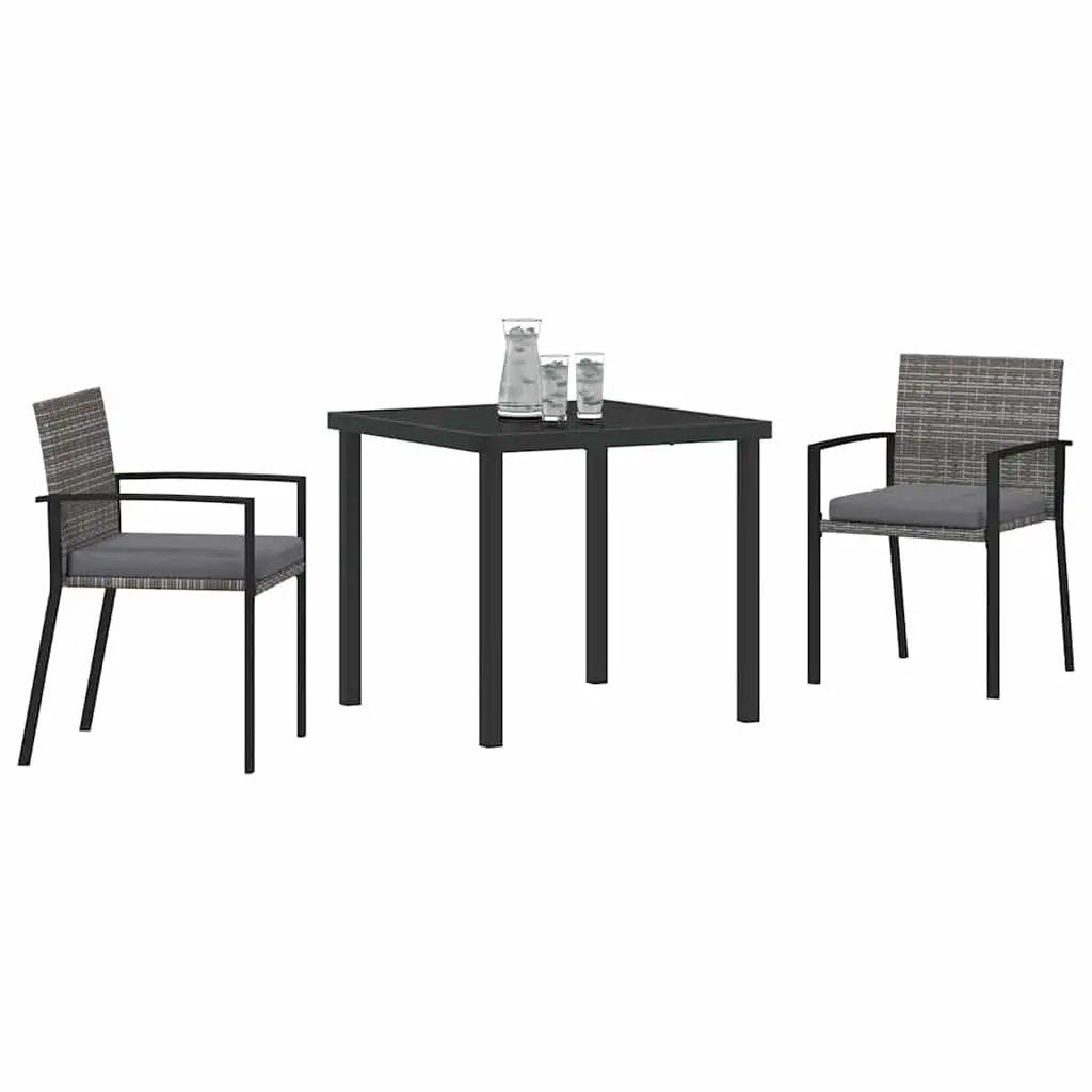 Outdoor Dining Set 3 Piece Garden Furniture Modern Patio Table and Chair Grey