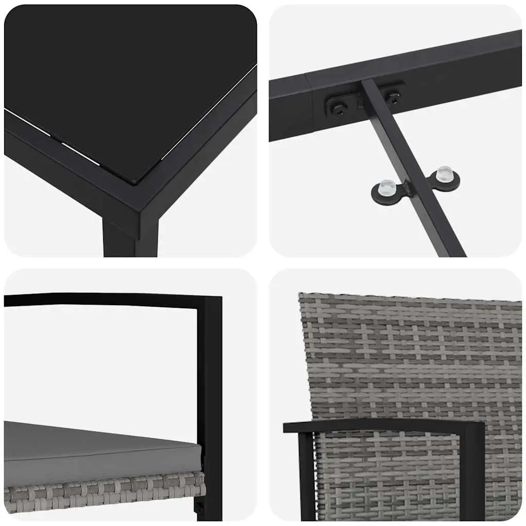 Outdoor Dining Set 3 Piece Garden Furniture Modern Patio Table and Chair Grey
