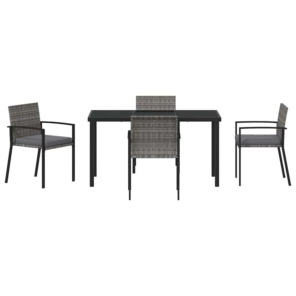 Garden Dining Set Outdoor Furniture 5 Pieces Steel Frame Poly Rattan Grey