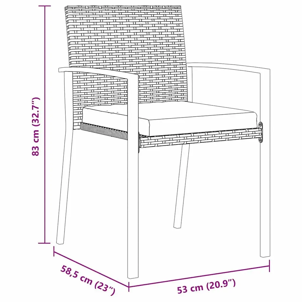 Garden Dining Set 5 Pieces Outdoor Furniture Dining Table and Rattan Chairs Grey