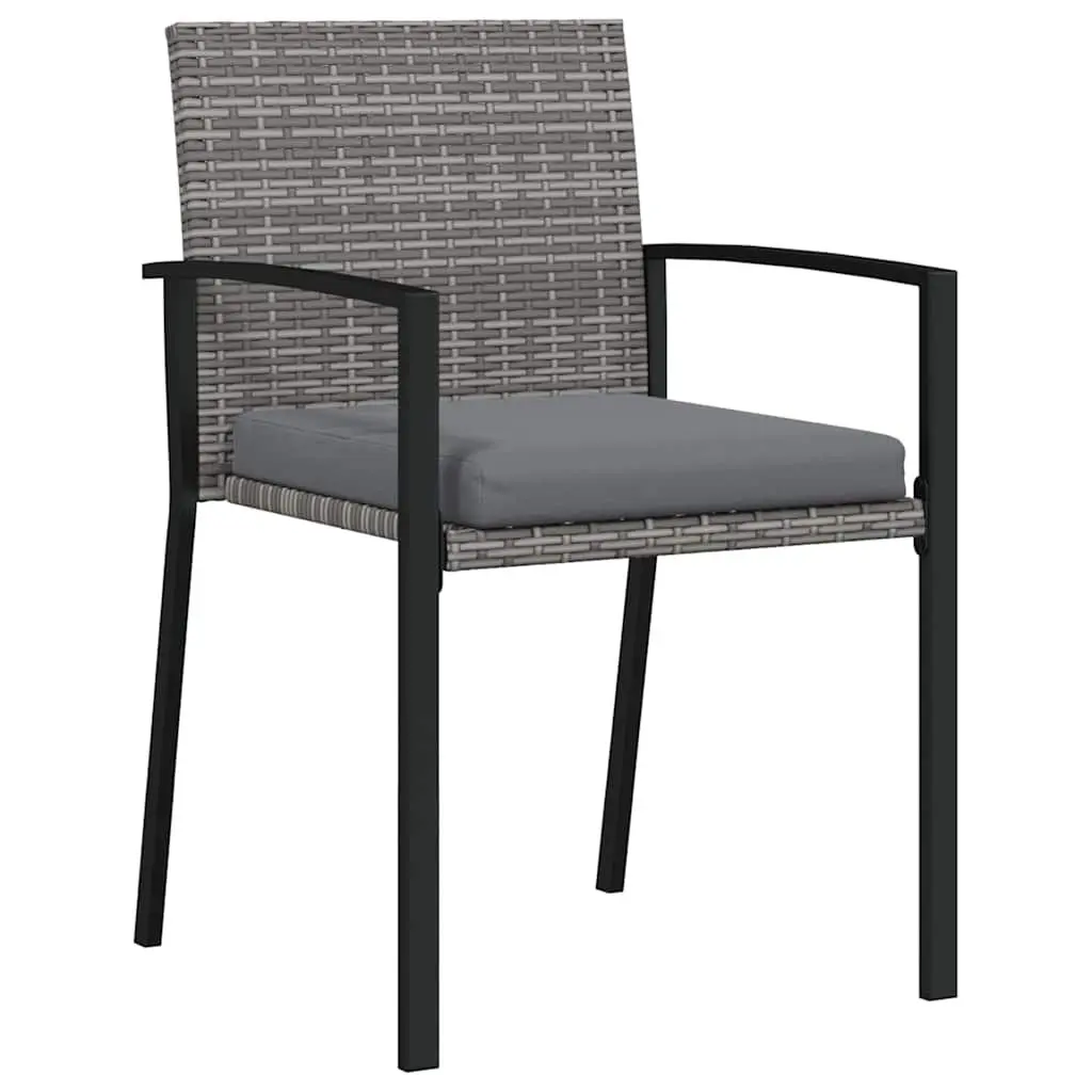Outdoor Furniture Dining Set 6 Piece Grey Poly Rattan and Steel Frame for Garden and Terrace