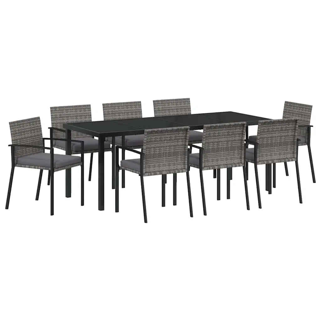 Garden Dining Set 9 Pieces Outdoor Furniture Patio Table Chairs Grey