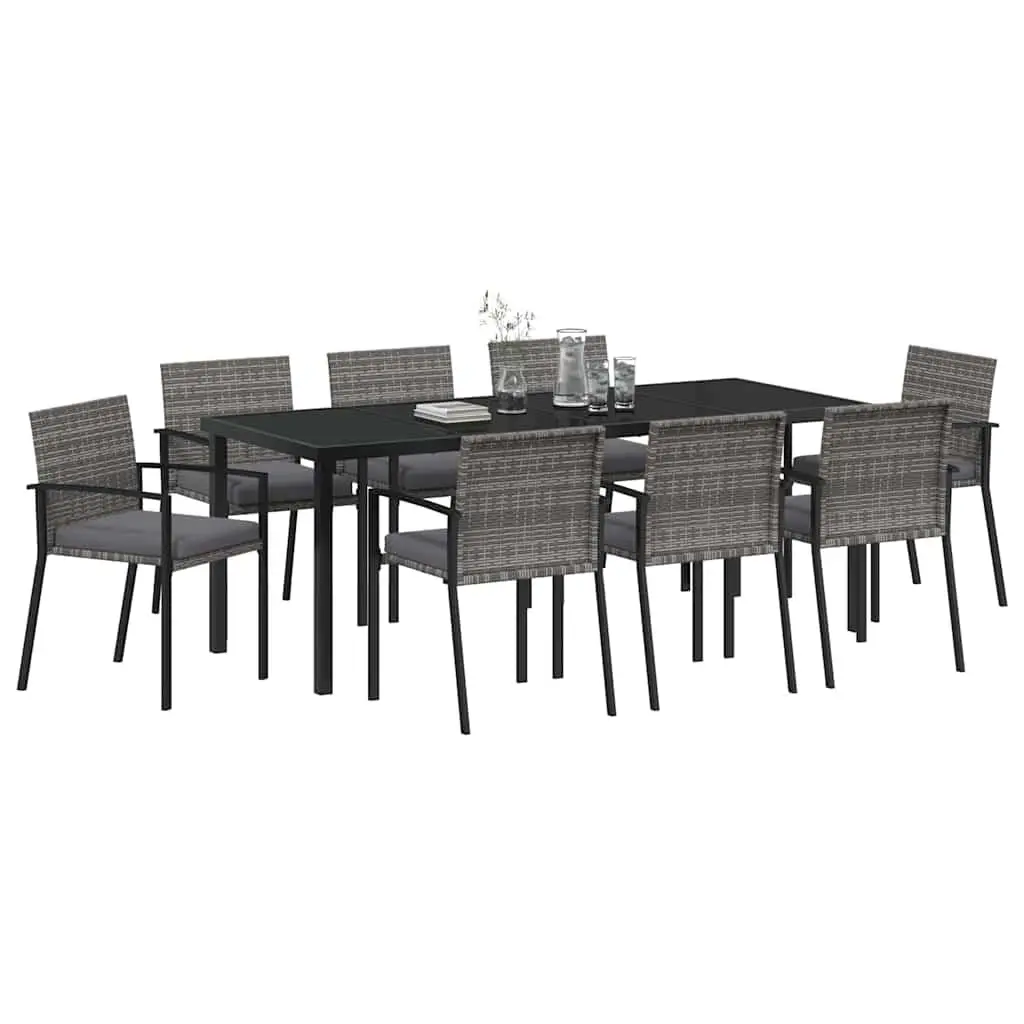 Garden Dining Set 9 Pieces Outdoor Furniture Patio Table Chairs Grey