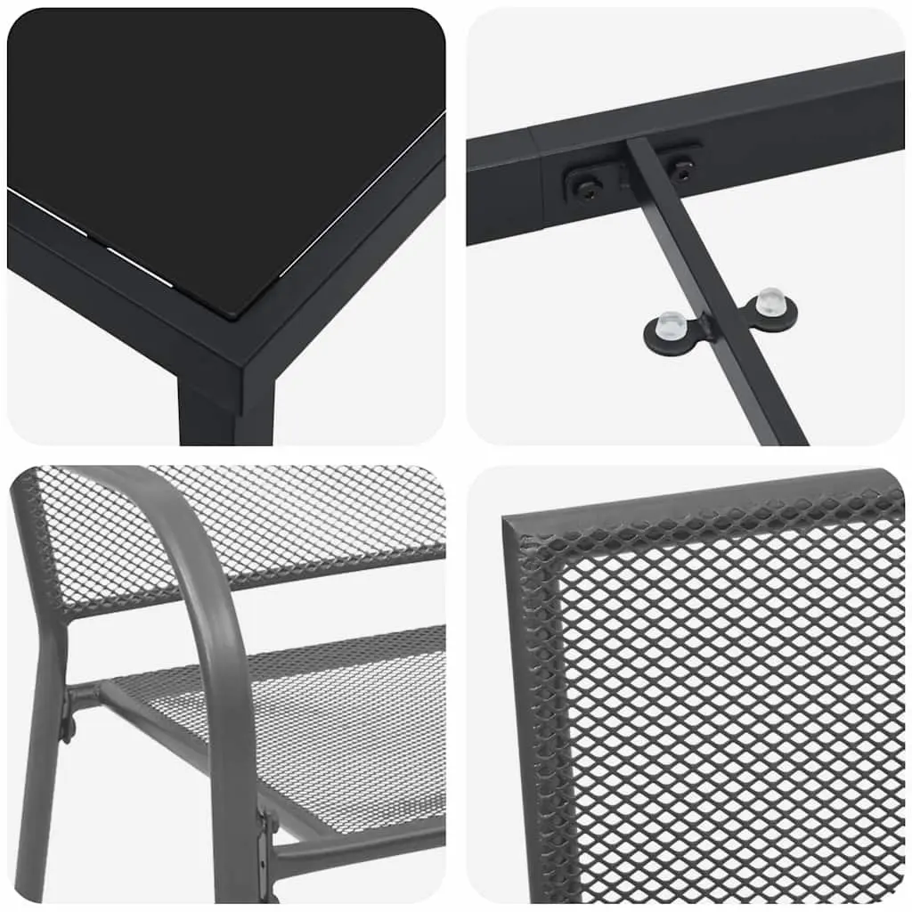 Garden Dining Set 3 Pieces Outdoor Furniture Anthracite Powder-Coated Steel