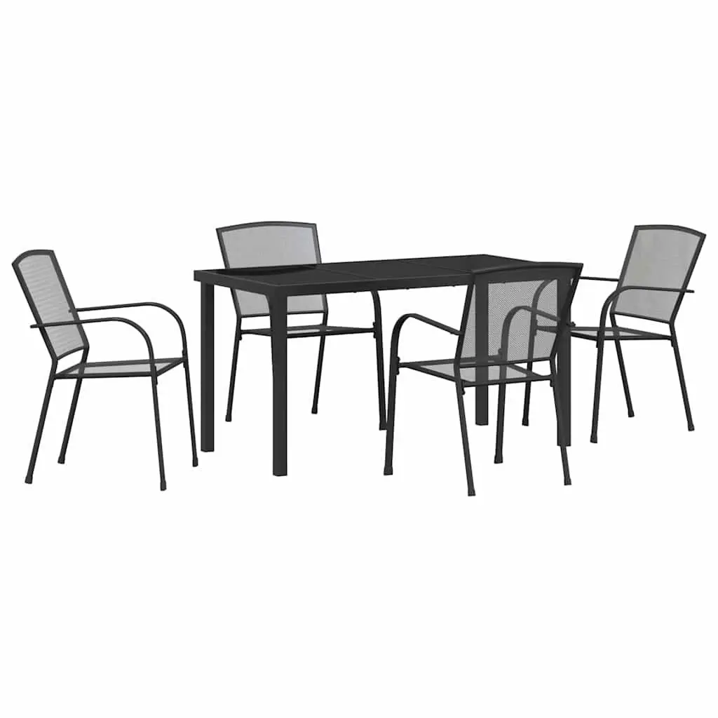 Garden Dining Set 5 Piece Rectangular Table and Chairs Anthracite Outdoor Furniture