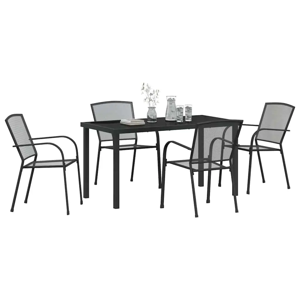 Garden Dining Set 5 Piece Rectangular Table and Chairs Anthracite Outdoor Furniture