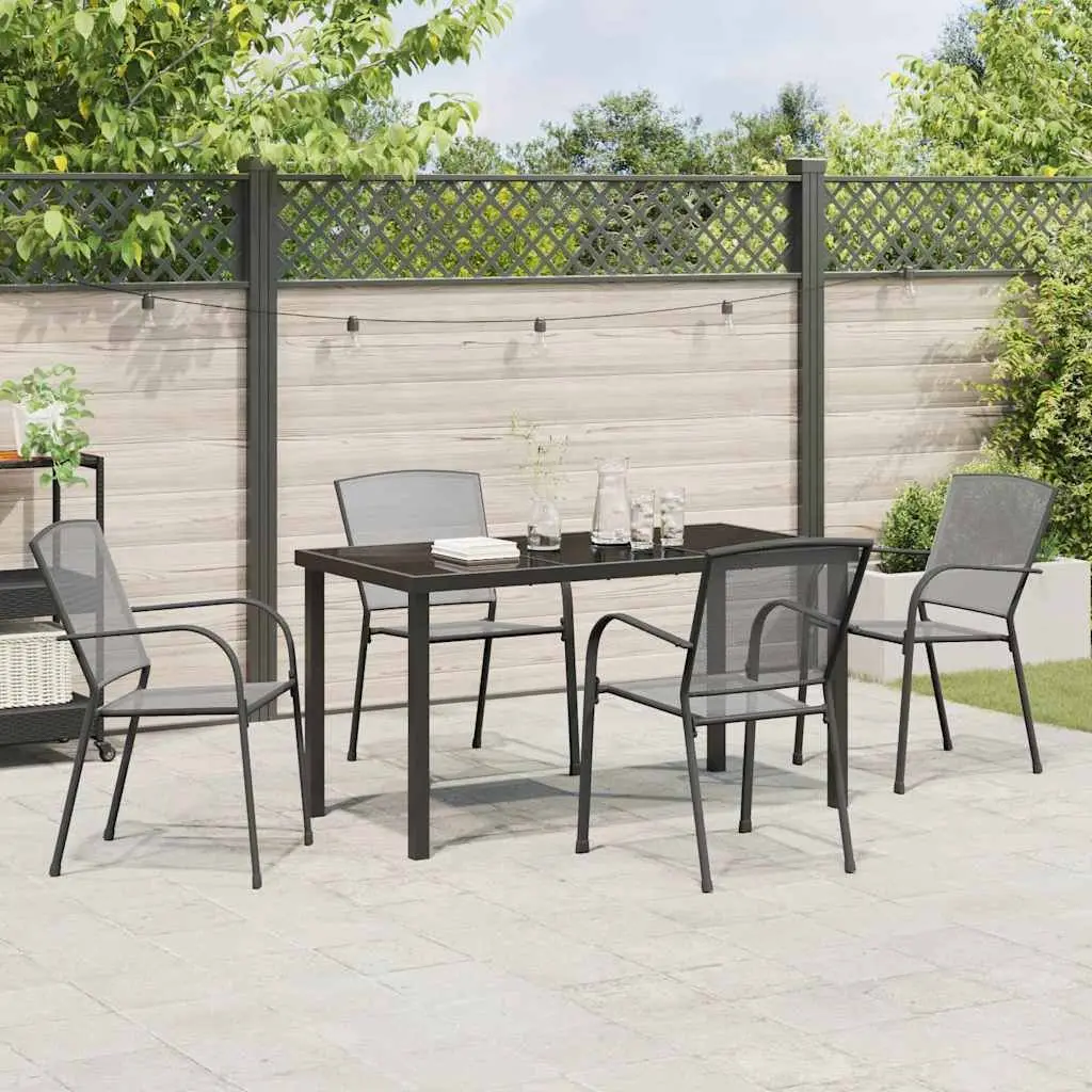 Garden Dining Set 5 Piece Rectangular Table and Chairs Anthracite Outdoor Furniture