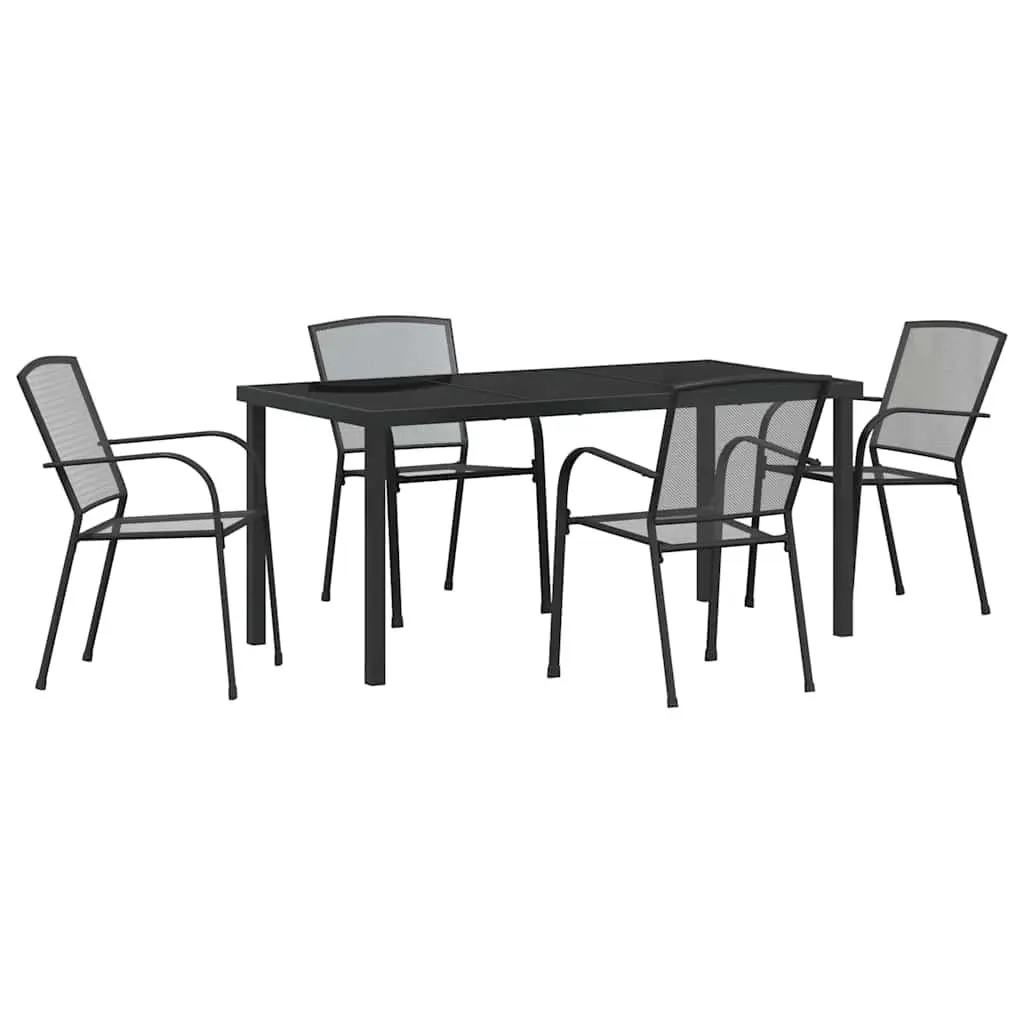 Garden Dining Set 5 Piece Outdoor Furniture Rectangular Anthracite Steel Frame