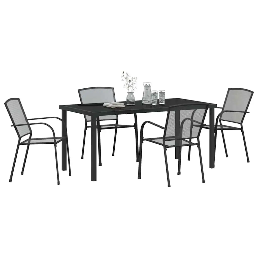 Garden Dining Set 5 Piece Outdoor Furniture Rectangular Anthracite Steel Frame