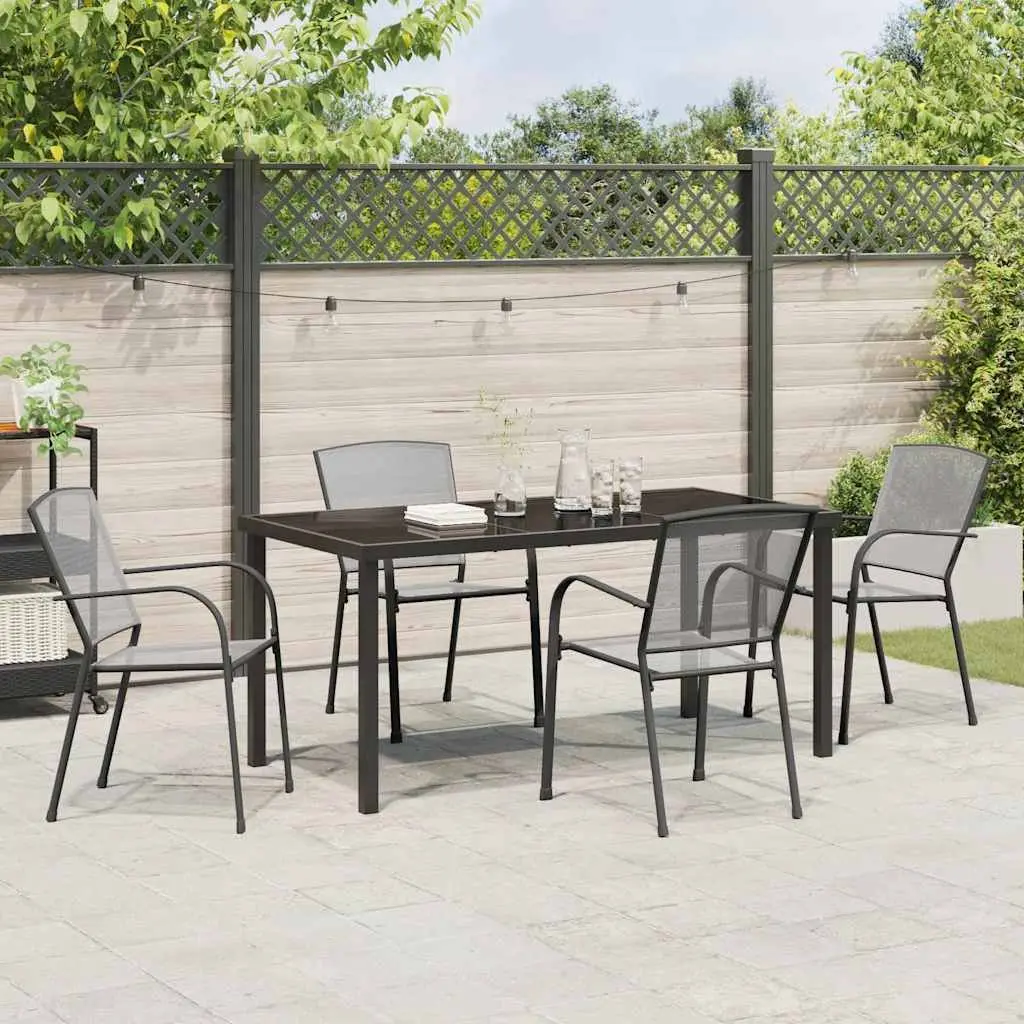 Garden Dining Set 5 Piece Outdoor Furniture Rectangular Anthracite Steel Frame