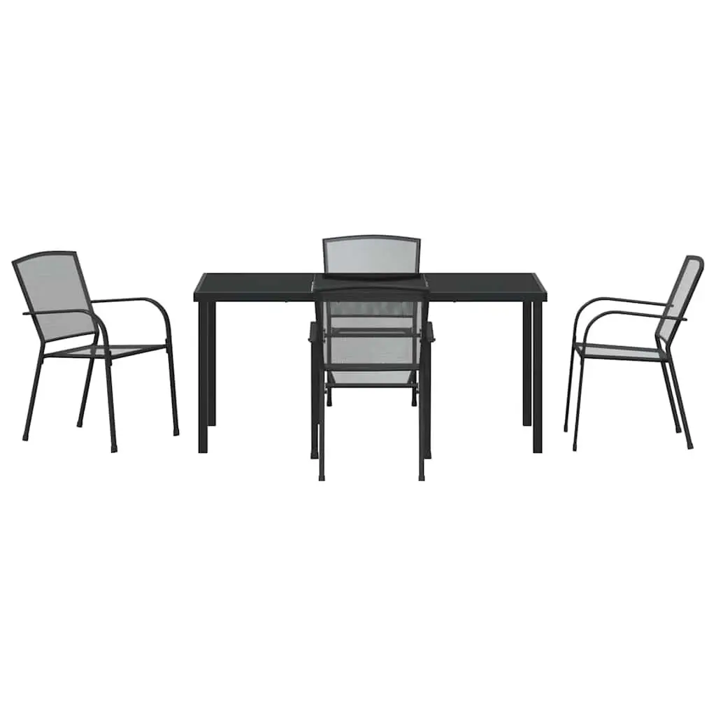 Garden Dining Set 5 Piece Outdoor Furniture Rectangular Anthracite Steel Frame