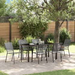7 Piece Anthracite Outdoor Dining Set with Rectangular Table and Chairs