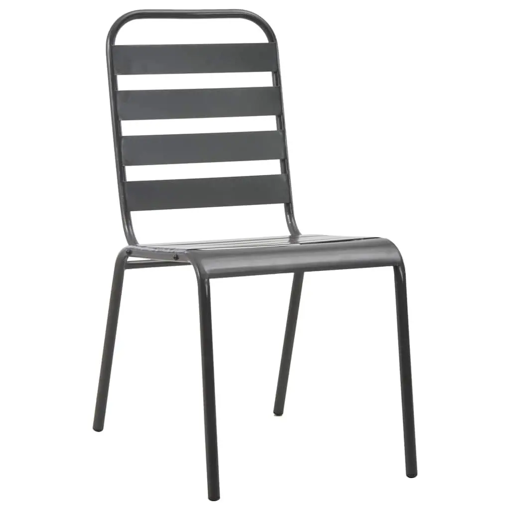Garden Dining Set 5 Pieces Outdoor Furniture Patio Table Chairs Anthracite Steel