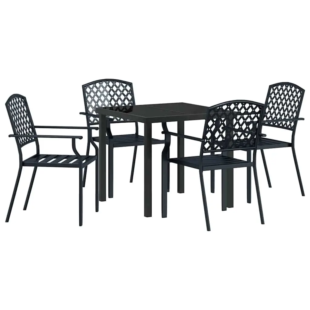 Garden Dining Set Outdoor Furniture 5 Piece Anthracite Steel Tempered Glass