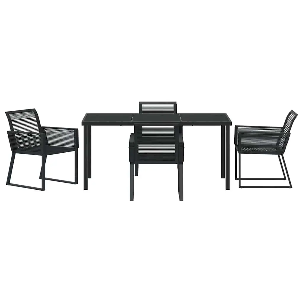 Garden Dining Set 5 Piece Outdoor Furniture Rectangular Table Black Poly Rattan Chairs