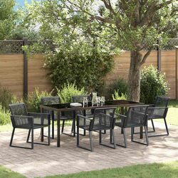 Value-Driven 7-Piece Black Steel Dining Set for Your Patio
