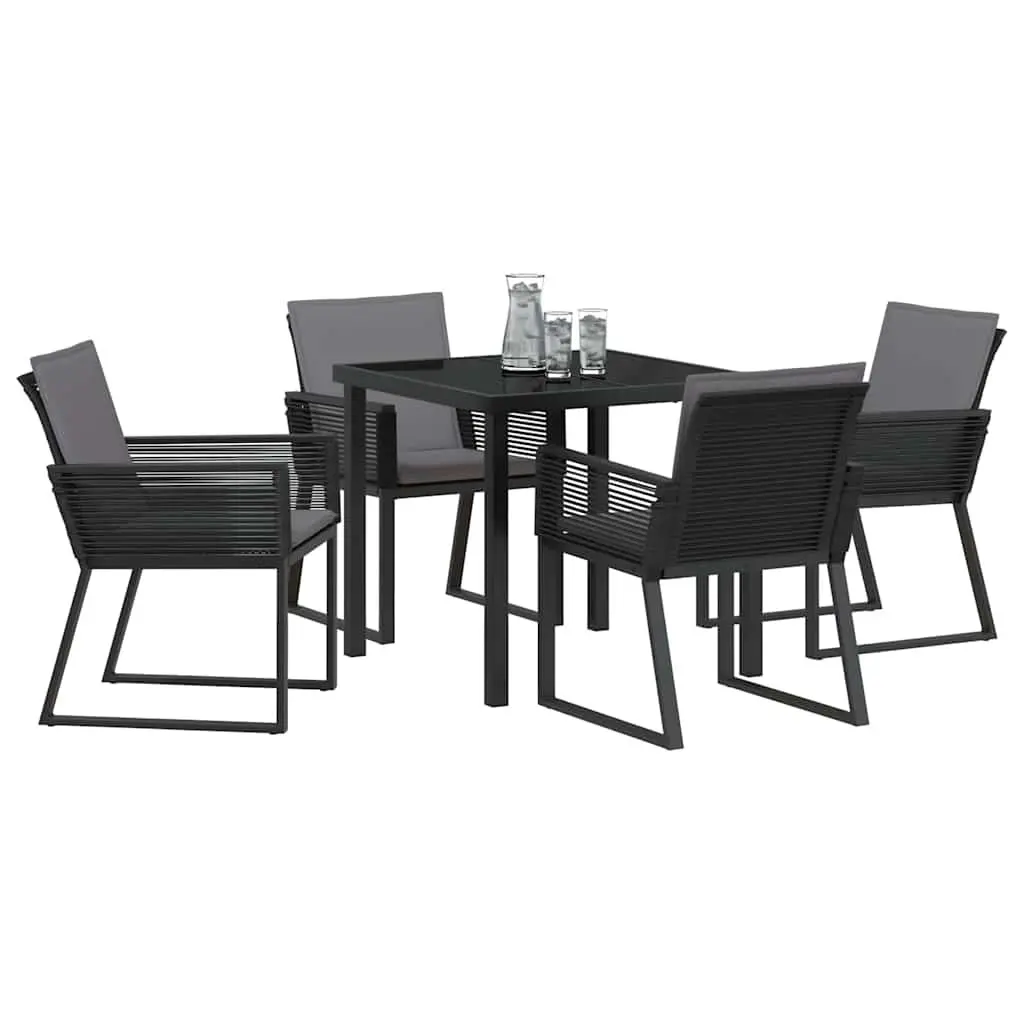 Garden Dining Set 5 Pieces Outdoor Furniture Patio Table Black Steel Frame