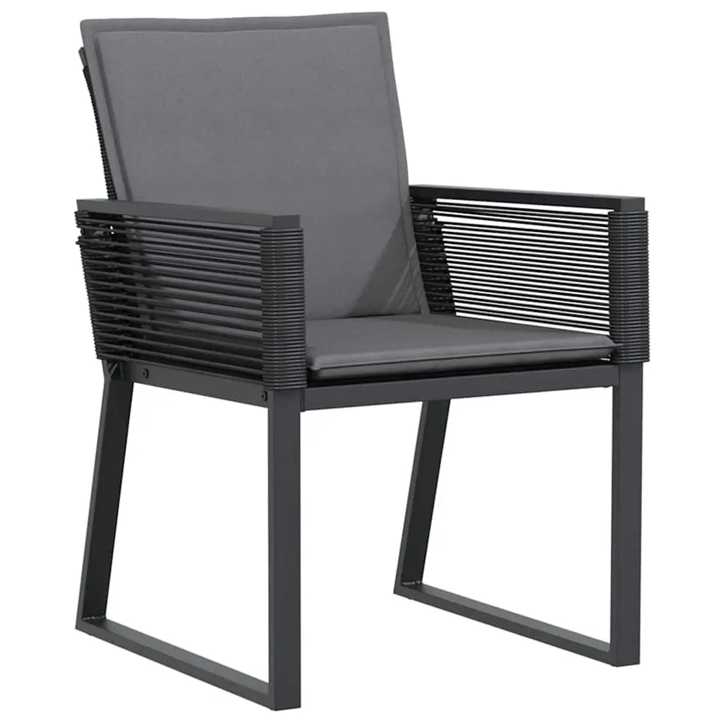 Garden Dining Set 5 Pieces Black Steel Frame Outdoor Furniture Patio Table