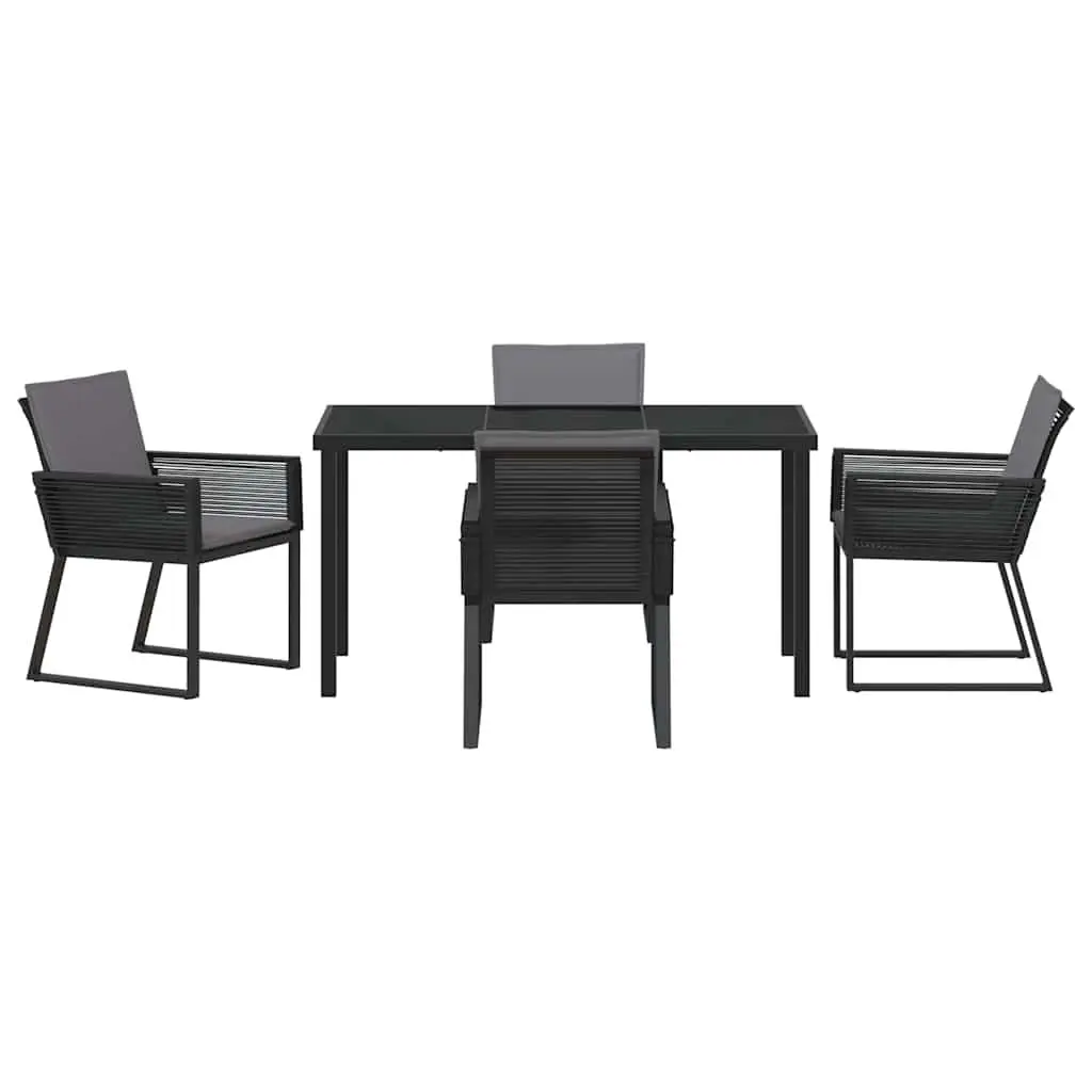 Garden Dining Set 5 Pieces Black Steel Frame Outdoor Furniture Patio Table