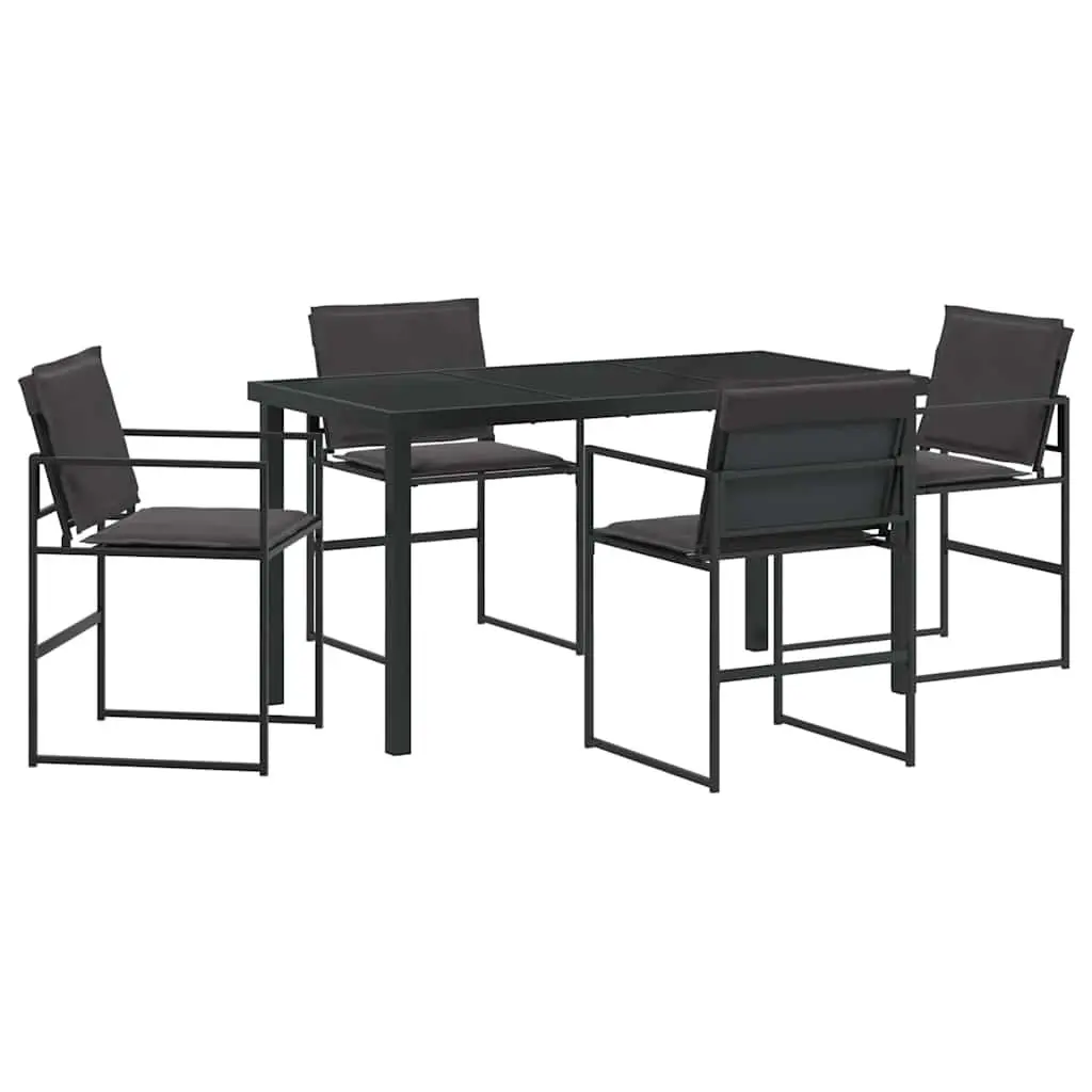 Outdoor Dining Set 5 Piece Black Garden Furniture Table Chairs Steel Frame