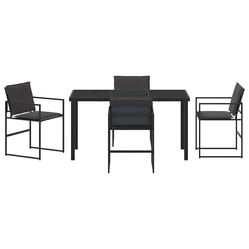 Outdoor Dining Set 5 Piece Black Garden Furniture Table Chairs Steel Frame