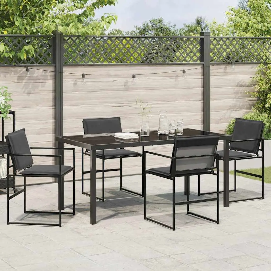 Garden Dining Set Outdoor Seating 5 Pieces Black Table Chairs