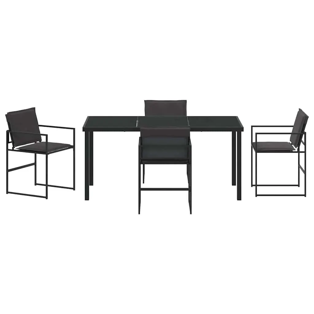 Garden Dining Set Outdoor Seating 5 Pieces Black Table Chairs