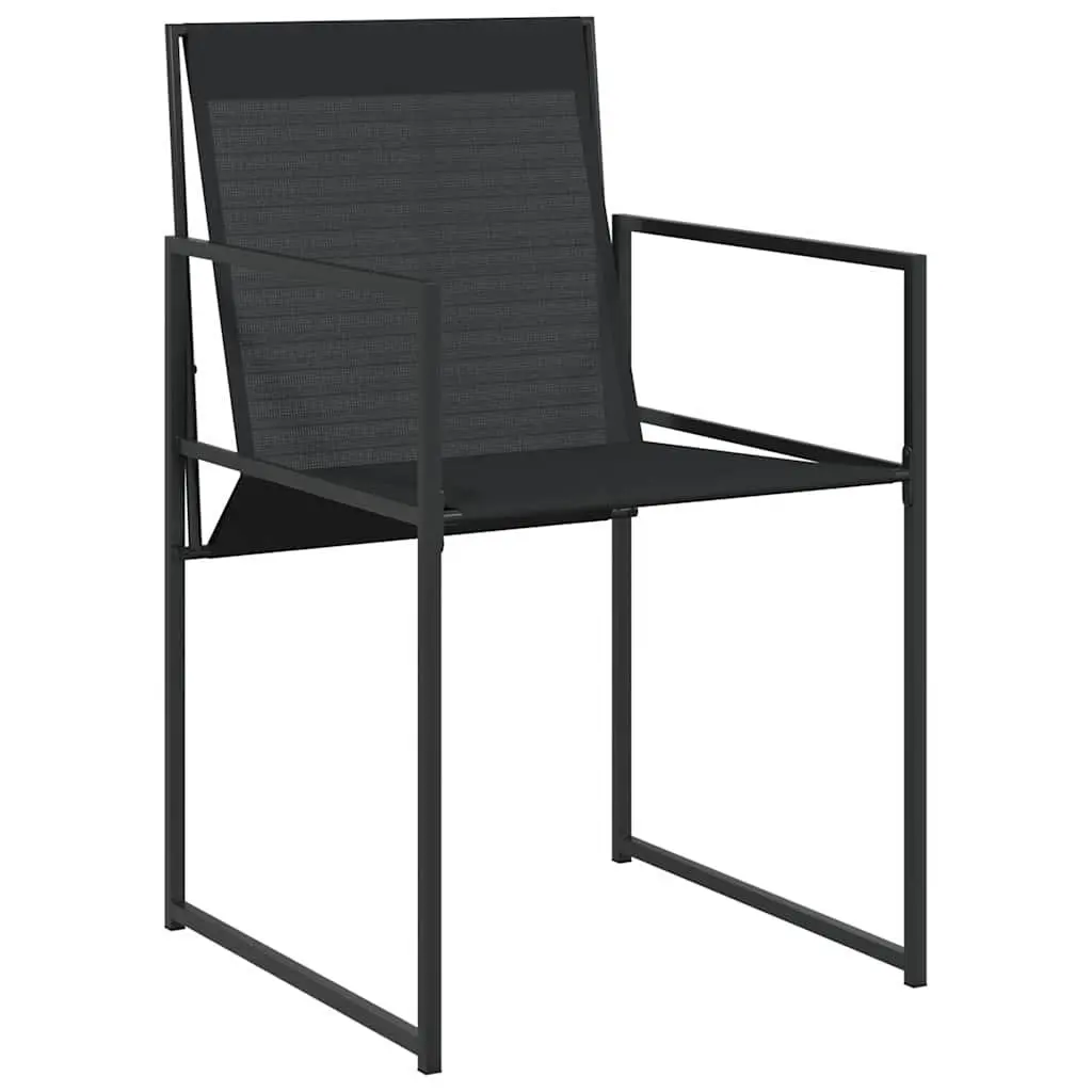 Outdoor Patio Furniture Set 5 Piece Dining Table Chairs Black Textilene Steel Modern